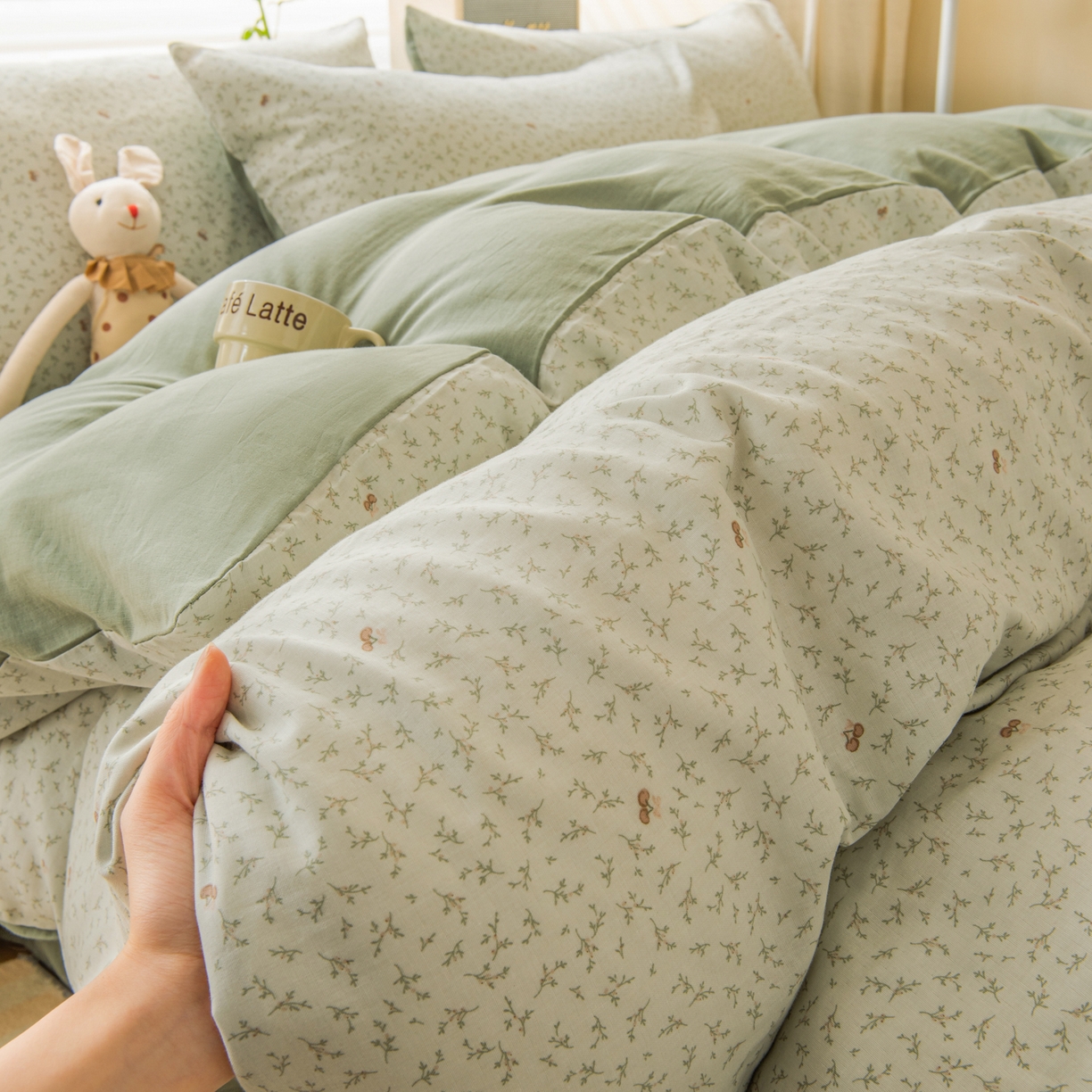 91家纺网 家纺一手货源 找家纺 雯雨家纺 2026新款A类全棉有氧双层纱单被套 雪妮