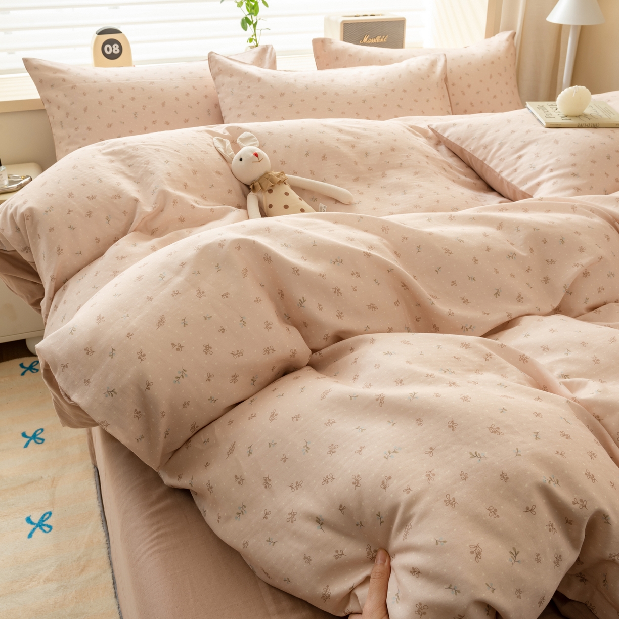 91家纺网 家纺一手货源 找家纺 雯雨家纺 2026新款A类全棉有氧双层纱单被套 叶香