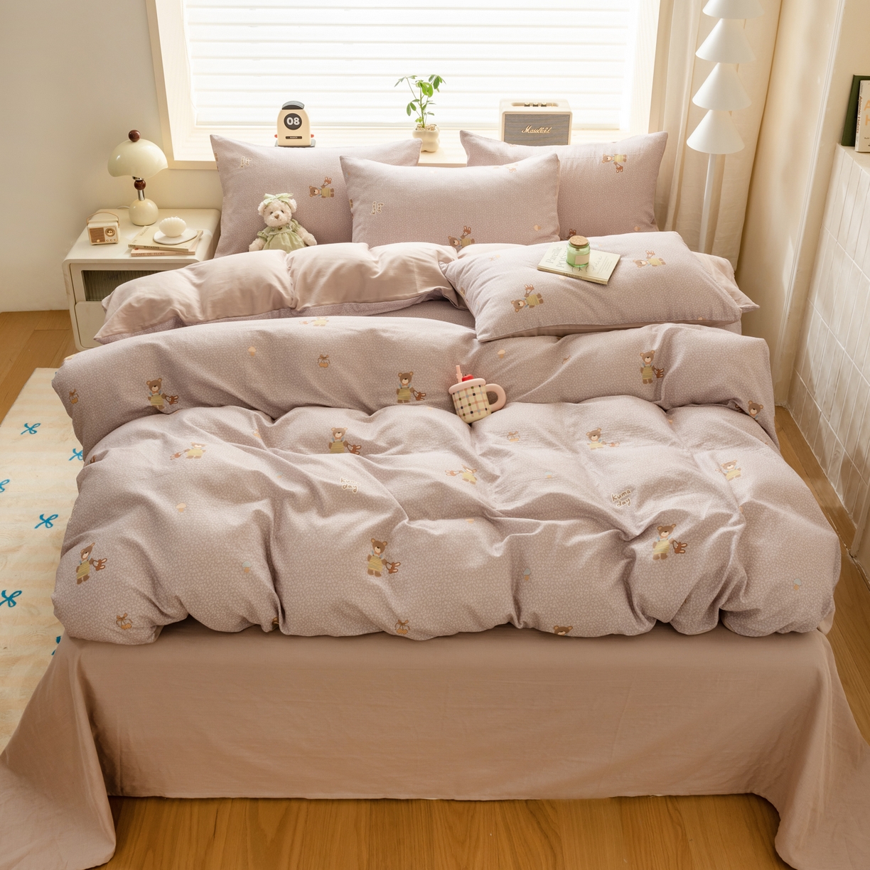 91家纺网 家纺一手货源 找家纺 雯雨家纺 2026新款A类全棉有氧双层纱单被套 朱迪熊