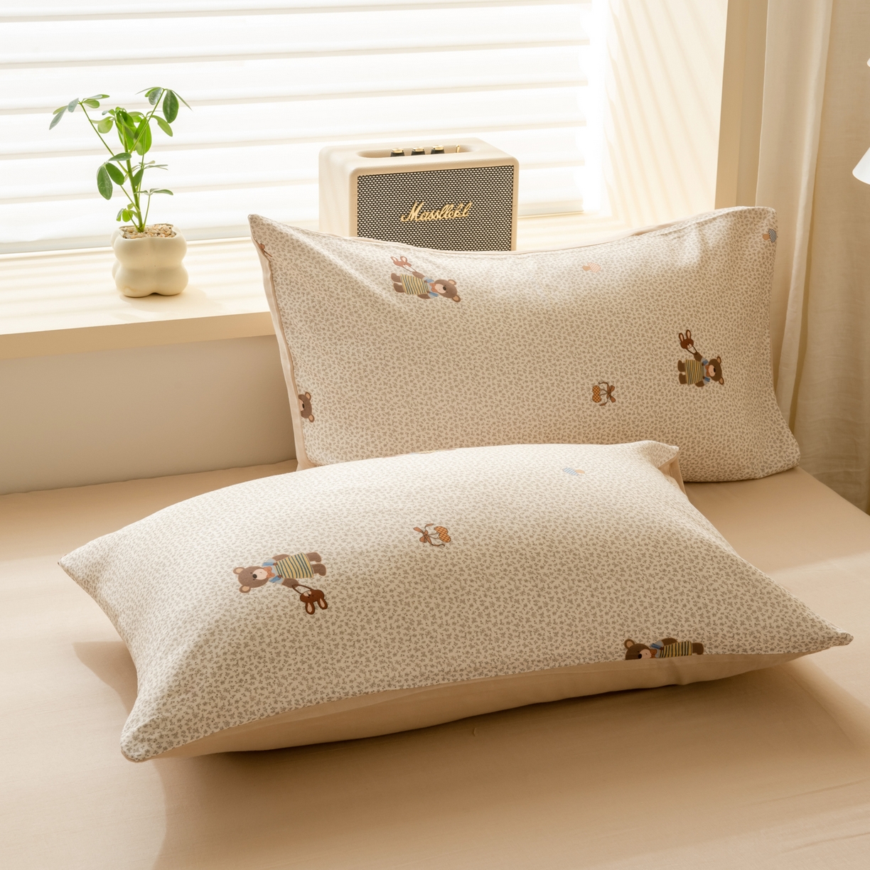 91家纺网 家纺一手货源 找家纺 雯雨家纺 2026新款A类全棉有氧双层纱单被套 朱迪熊-米