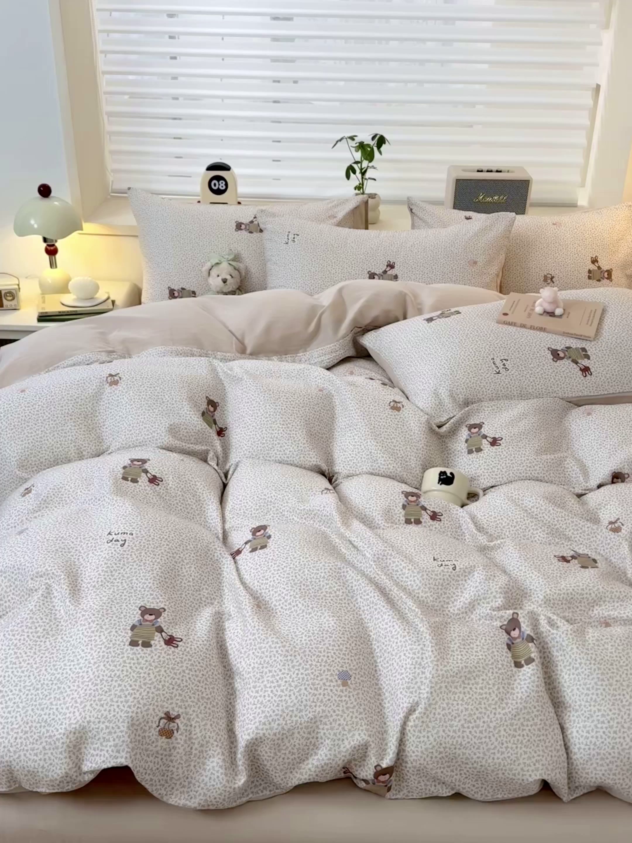 91家纺网 家纺一手货源 找家纺 雯雨家纺 2026新款A类全棉有氧双层纱单被套 朱迪熊-米