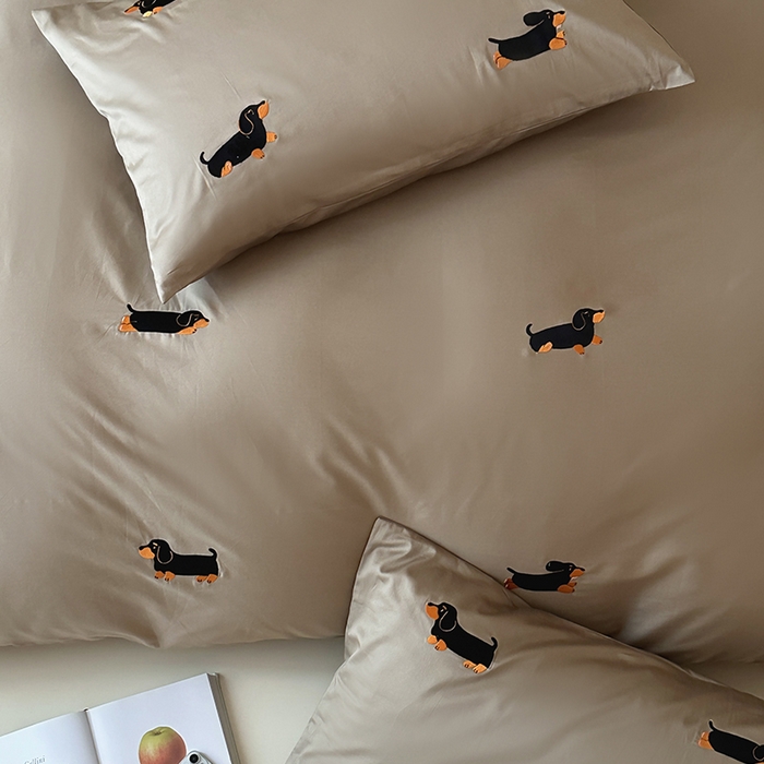 91家纺网 家纺一手货源 找家纺 波比可可 2026春夏系列轻奢居家50s长绒棉全棉纯棉四件套小红书热款 灰犬