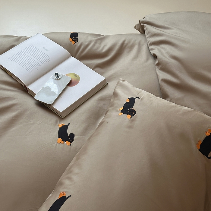 91家纺网 家纺一手货源 找家纺 波比可可 2026春夏系列轻奢居家50s长绒棉全棉纯棉四件套小红书热款 灰犬