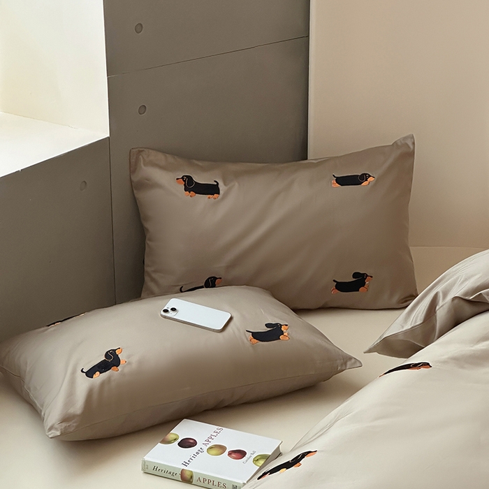 91家纺网 家纺一手货源 找家纺 波比可可 2026春夏系列轻奢居家50s长绒棉全棉纯棉四件套小红书热款 灰犬