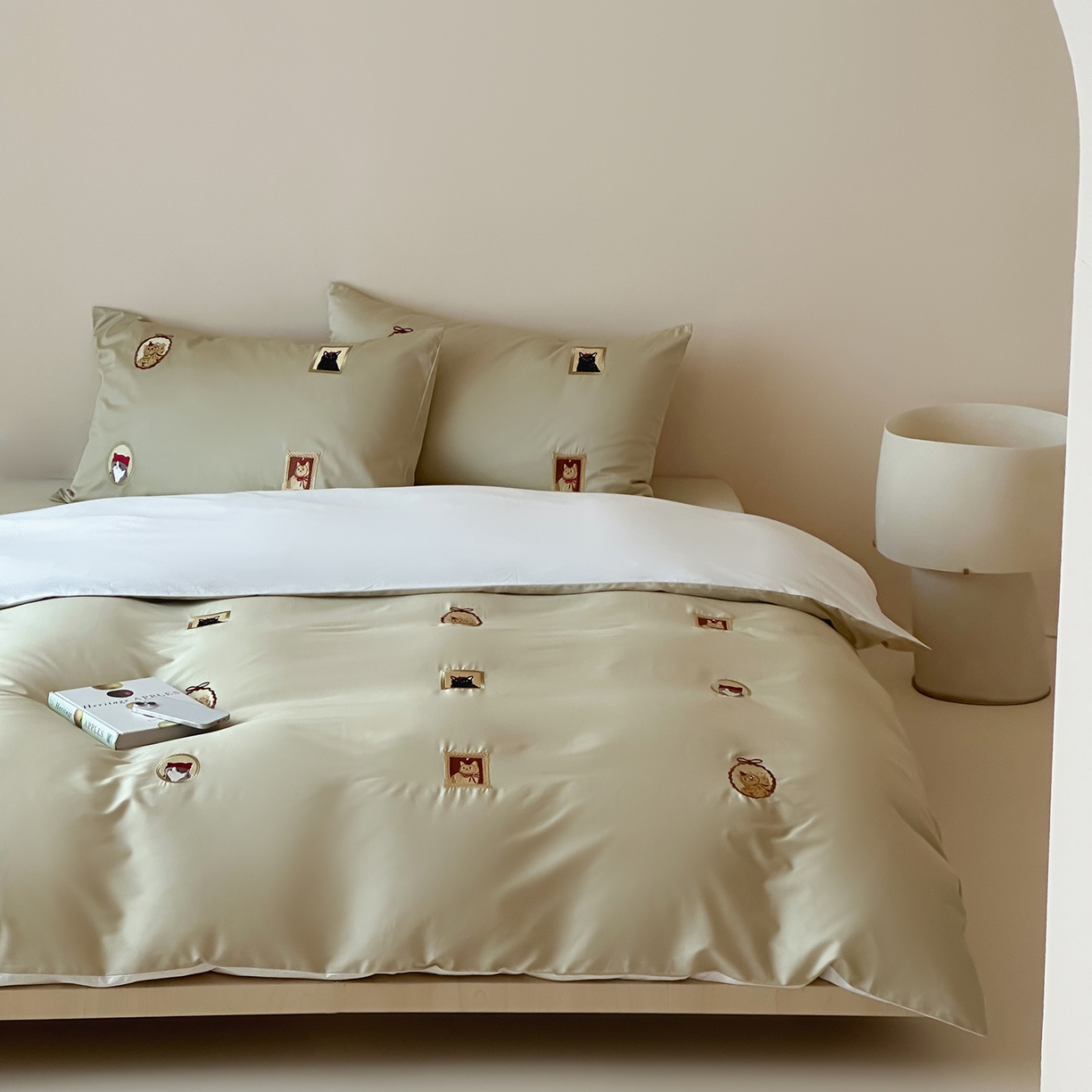 波比可可 2026春夏系列轻奢居家50s长绒棉全棉纯棉四件套小红书热款 杏序