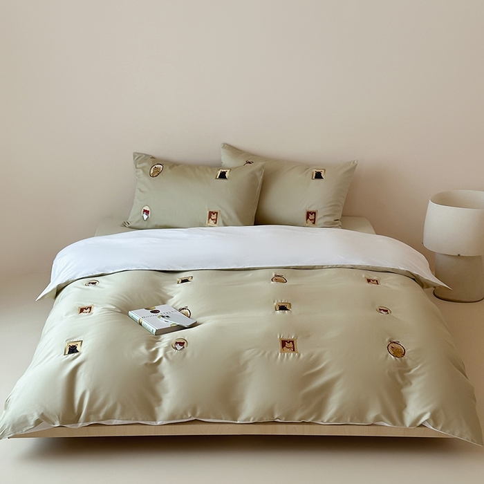 91家纺网 家纺一手货源 找家纺 波比可可 2026春夏系列轻奢居家50s长绒棉全棉纯棉四件套小红书热款 杏序