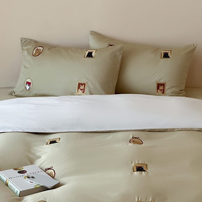 91家纺网 家纺一手货源 找家纺 波比可可 2026春夏系列轻奢居家50s长绒棉全棉纯棉四件套小红书热款 杏序