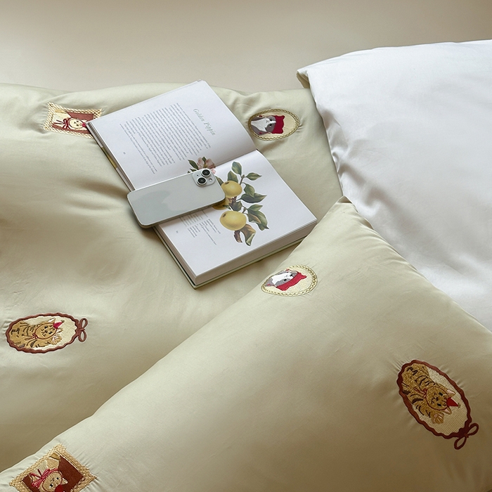 91家纺网 家纺一手货源 找家纺 波比可可 2026春夏系列轻奢居家50s长绒棉全棉纯棉四件套小红书热款 杏序