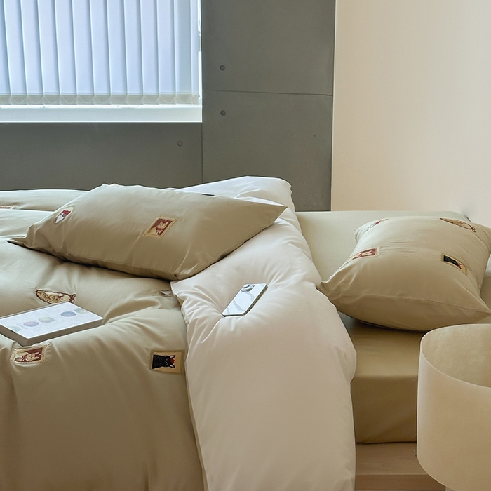 91家纺网 家纺一手货源 找家纺 波比可可 2026春夏系列轻奢居家50s长绒棉全棉纯棉四件套小红书热款 杏序