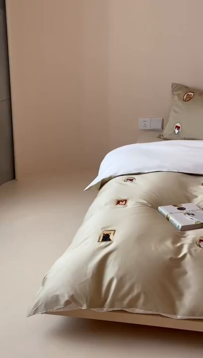 91家纺网 家纺一手货源 找家纺 波比可可 2026春夏系列轻奢居家50s长绒棉全棉纯棉四件套小红书热款 杏序