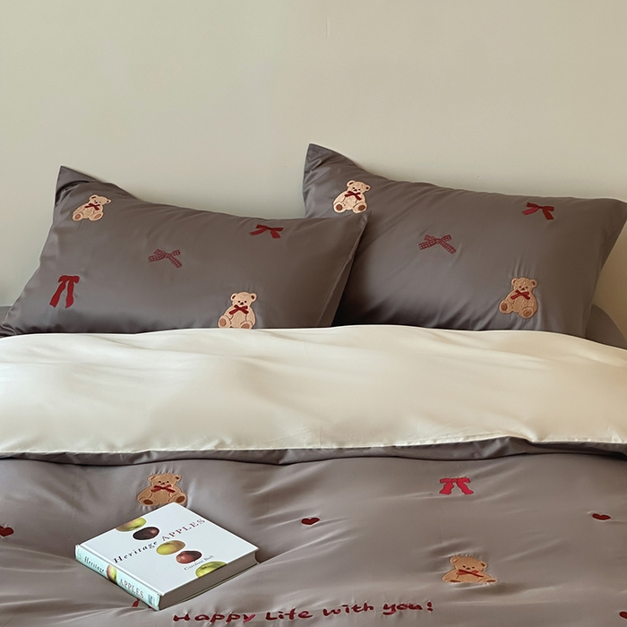 91家纺网 家纺一手货源 找家纺 波比可可 2026春夏系列轻奢居家50s长绒棉全棉纯棉四件套小红书热款 熊宝