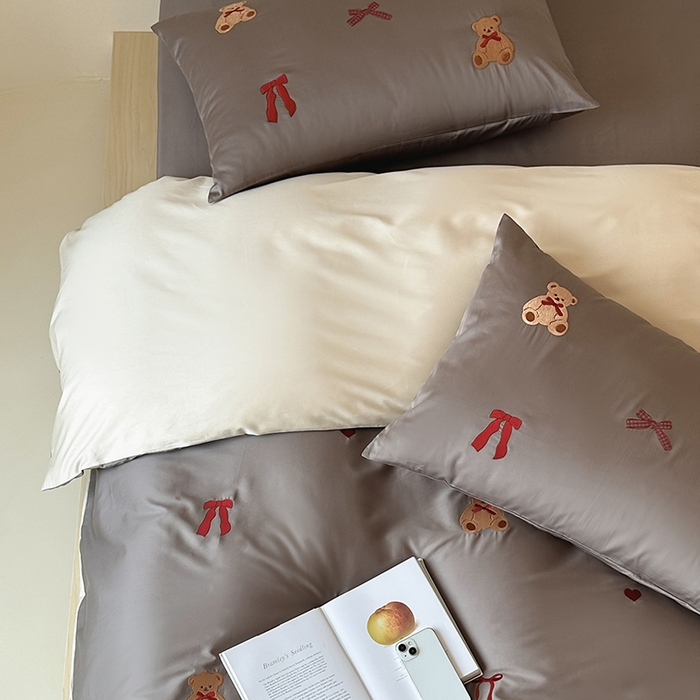 91家纺网 家纺一手货源 找家纺 波比可可 2026春夏系列轻奢居家50s长绒棉全棉纯棉四件套小红书热款 熊宝