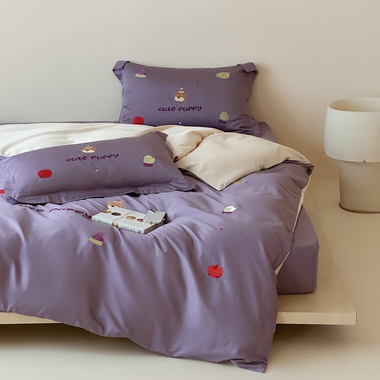 波比可可 2026春夏系列轻奢居家50s长绒棉全棉纯棉四件套小红书热款 紫趣