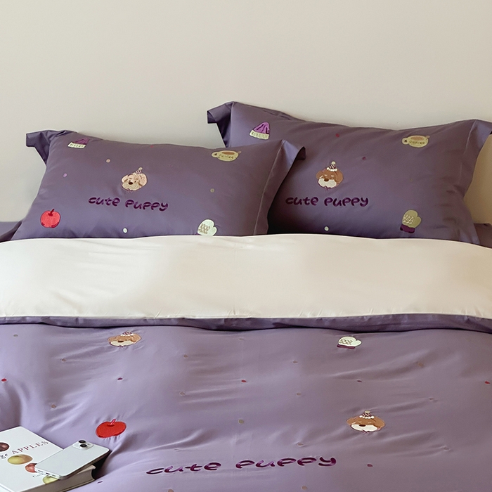 91家纺网 家纺一手货源 找家纺 波比可可 2026春夏系列轻奢居家50s长绒棉全棉纯棉四件套小红书热款 紫趣