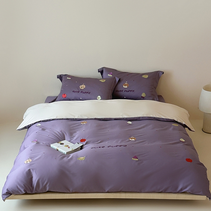 91家纺网 家纺一手货源 找家纺 波比可可 2026春夏系列轻奢居家50s长绒棉全棉纯棉四件套小红书热款 紫趣