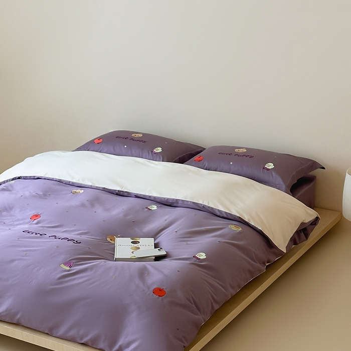 91家纺网 家纺一手货源 找家纺 波比可可 2026春夏系列轻奢居家50s长绒棉全棉纯棉四件套小红书热款 紫趣