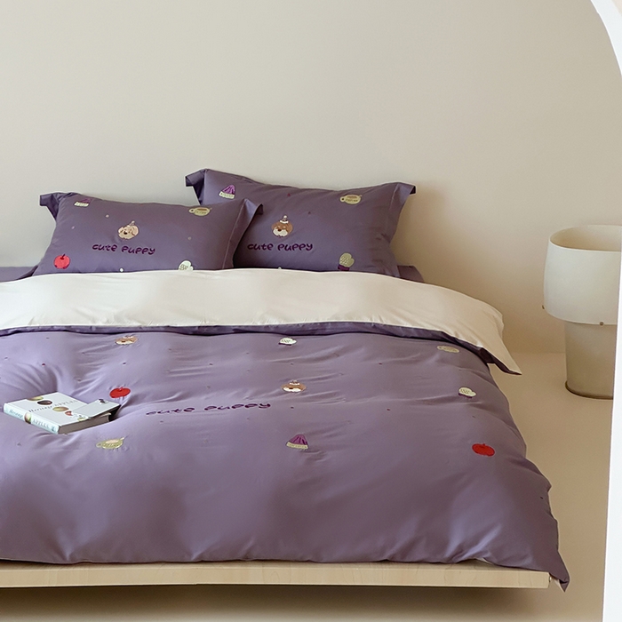 91家纺网 家纺一手货源 找家纺 波比可可 2026春夏系列轻奢居家50s长绒棉全棉纯棉四件套小红书热款 紫趣