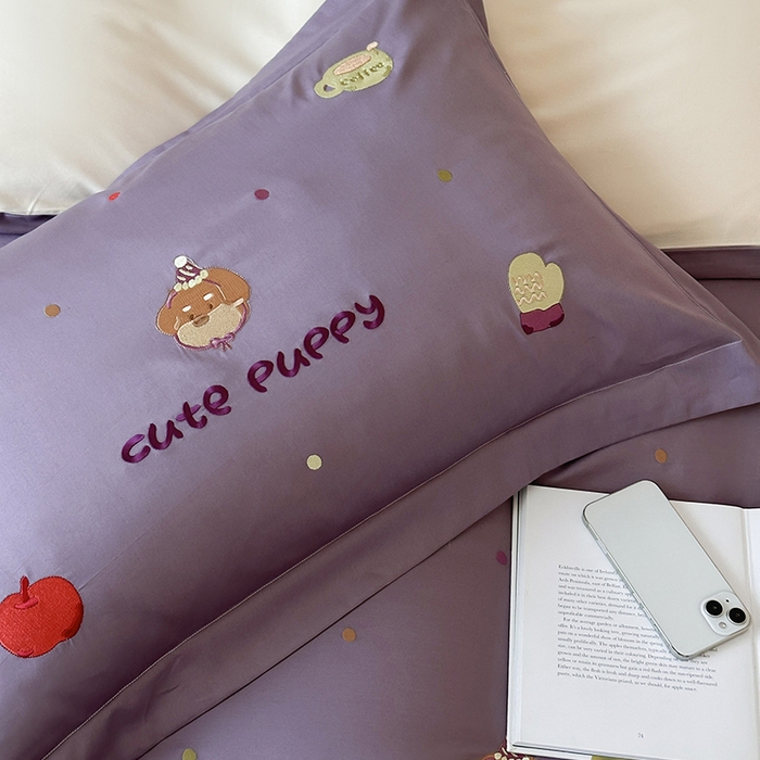 91家纺网 家纺一手货源 找家纺 波比可可 2026春夏系列轻奢居家50s长绒棉全棉纯棉四件套小红书热款 紫趣