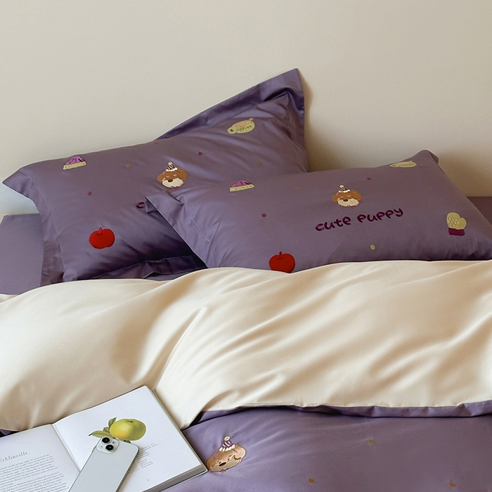 91家纺网 家纺一手货源 找家纺 波比可可 2026春夏系列轻奢居家50s长绒棉全棉纯棉四件套小红书热款 紫趣