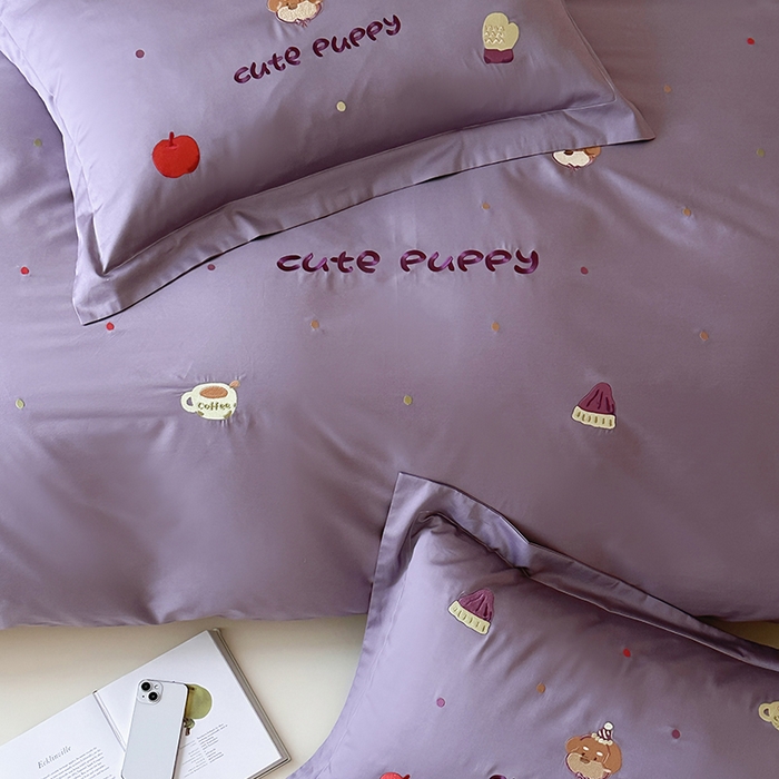 91家纺网 家纺一手货源 找家纺 波比可可 2026春夏系列轻奢居家50s长绒棉全棉纯棉四件套小红书热款 紫趣