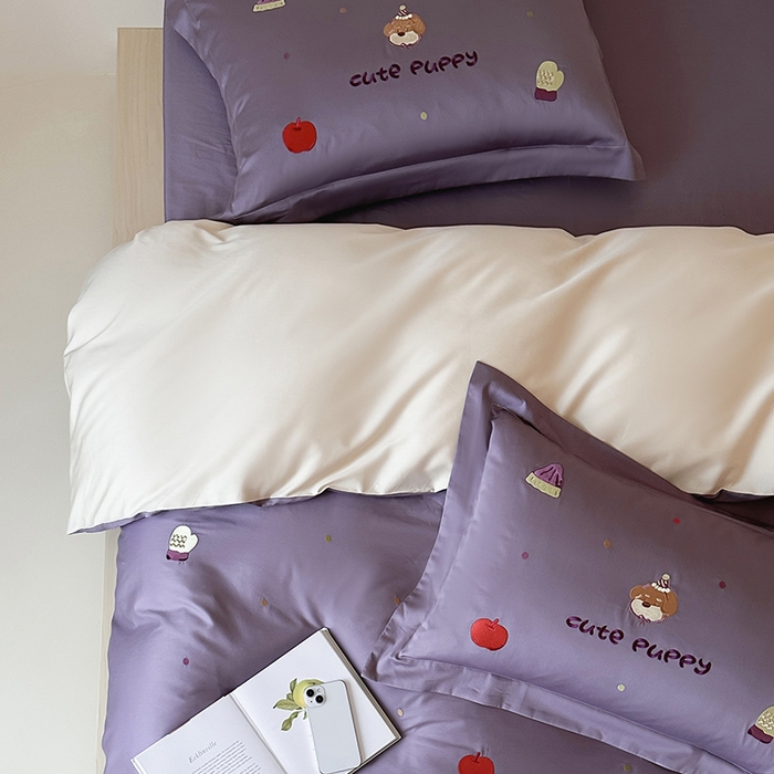 91家纺网 家纺一手货源 找家纺 波比可可 2026春夏系列轻奢居家50s长绒棉全棉纯棉四件套小红书热款 紫趣