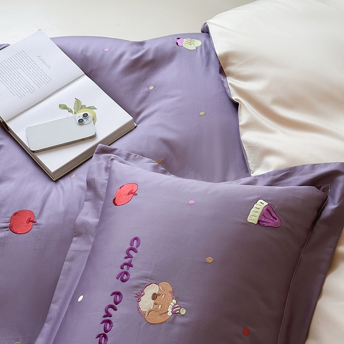 91家纺网 家纺一手货源 找家纺 波比可可 2026春夏系列轻奢居家50s长绒棉全棉纯棉四件套小红书热款 紫趣