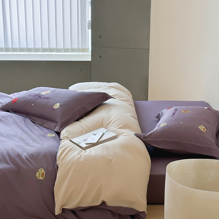 91家纺网 家纺一手货源 找家纺 波比可可 2026春夏系列轻奢居家50s长绒棉全棉纯棉四件套小红书热款 紫趣