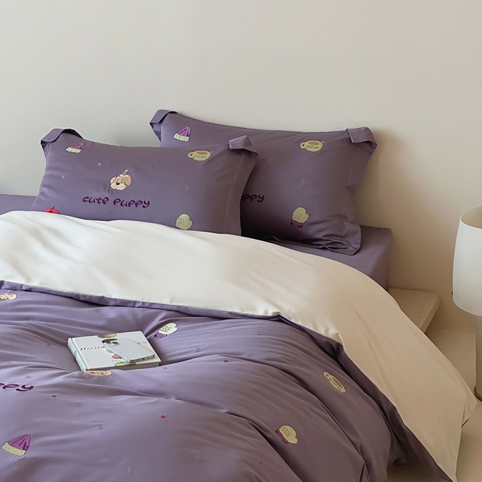 91家纺网 家纺一手货源 找家纺 波比可可 2026春夏系列轻奢居家50s长绒棉全棉纯棉四件套小红书热款 紫趣