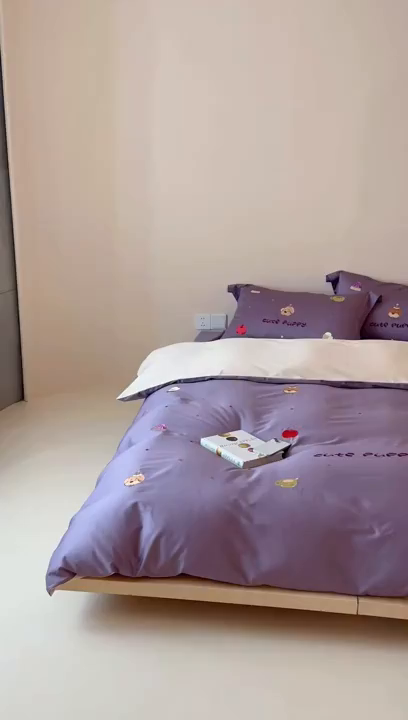 91家纺网 家纺一手货源 找家纺 波比可可 2026春夏系列轻奢居家50s长绒棉全棉纯棉四件套小红书热款 紫趣