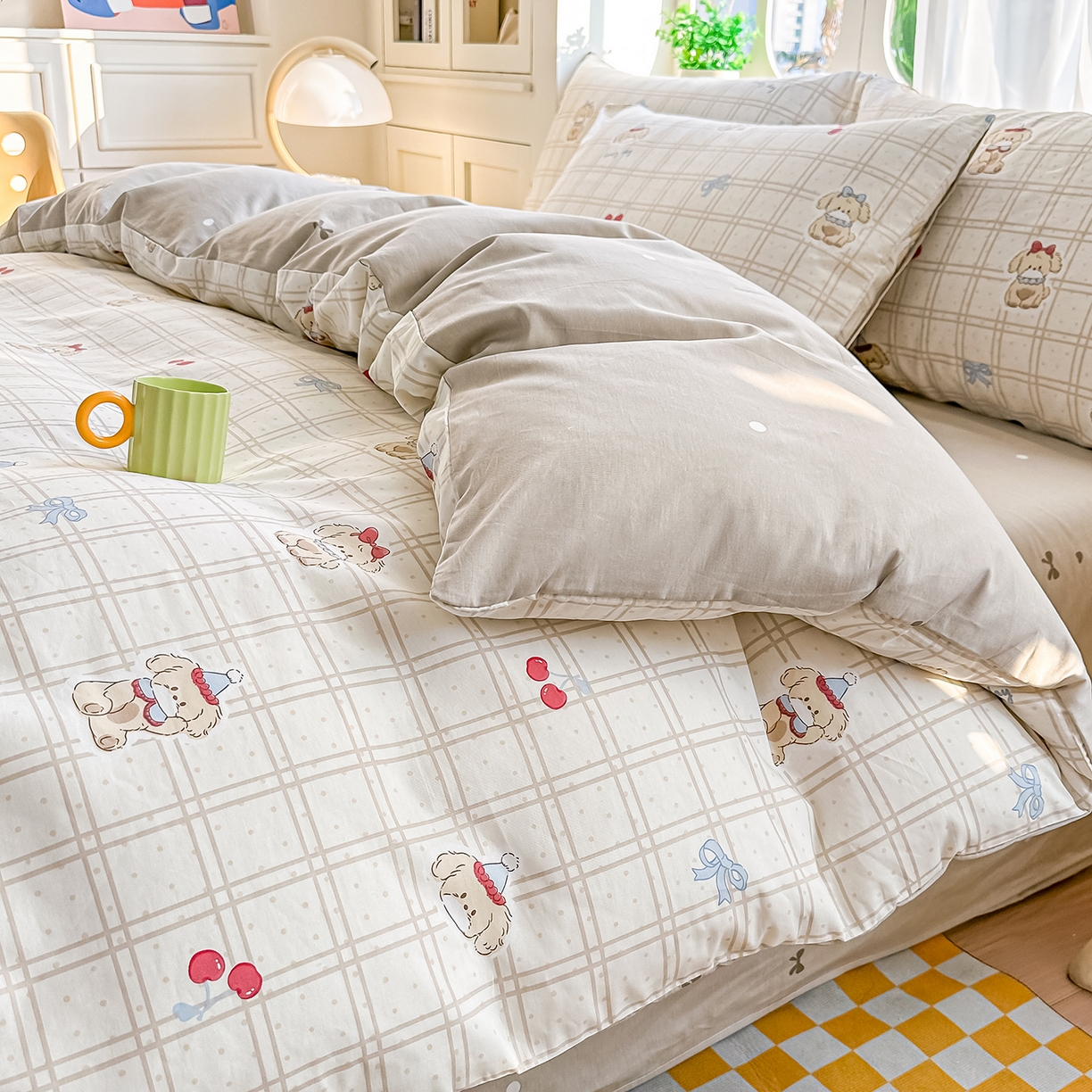 91家纺网 家纺一手货源 找家纺 颜选 2026新款全棉印花单被套 班尼小狗