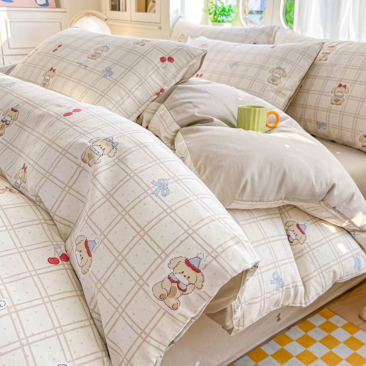 91家纺网 家纺一手货源 找家纺 颜选 2026新款全棉印花单被套 班尼小狗