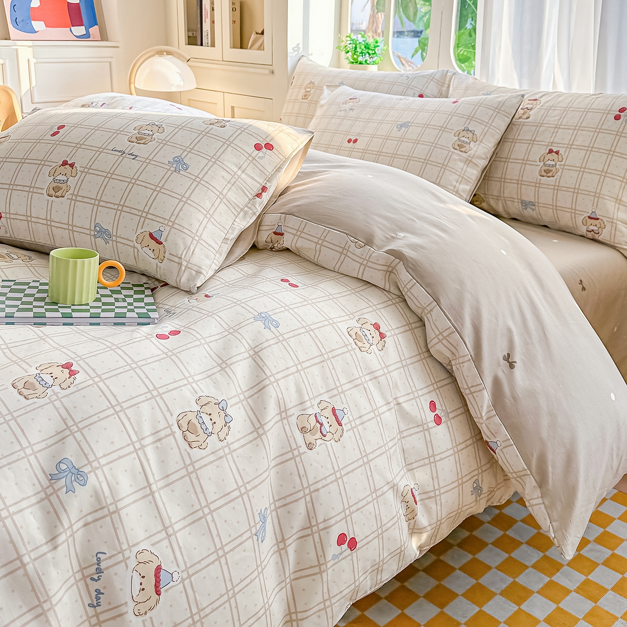 91家纺网 家纺一手货源 找家纺 颜选 2026新款全棉印花单被套 班尼小狗