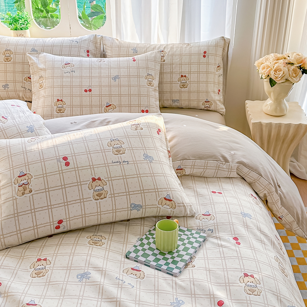 91家纺网 家纺一手货源 找家纺 颜选 2026新款全棉印花单被套 班尼小狗