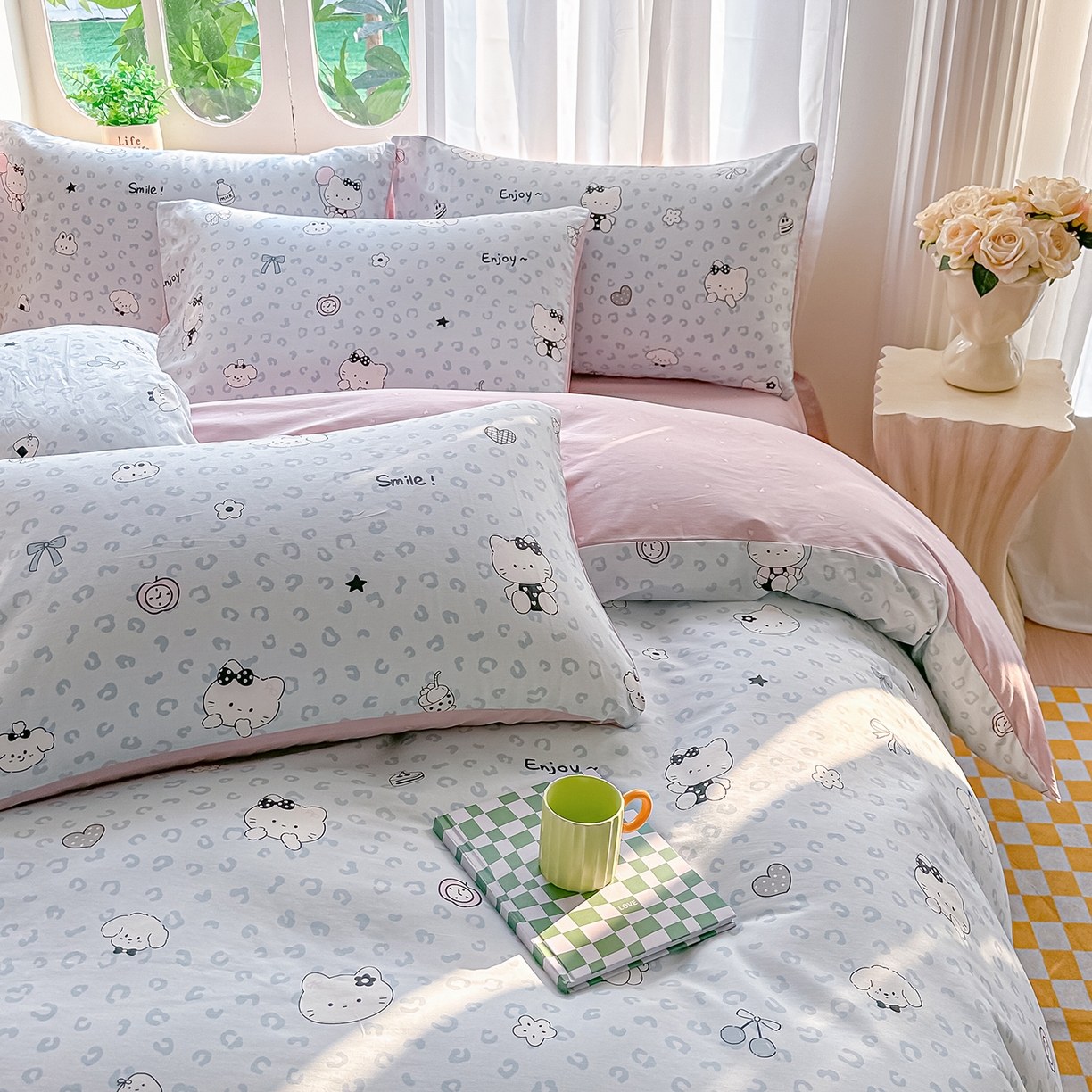 91家纺网 家纺一手货源 找家纺 颜选 2026新款全棉印花单被套 豹纹猫咪