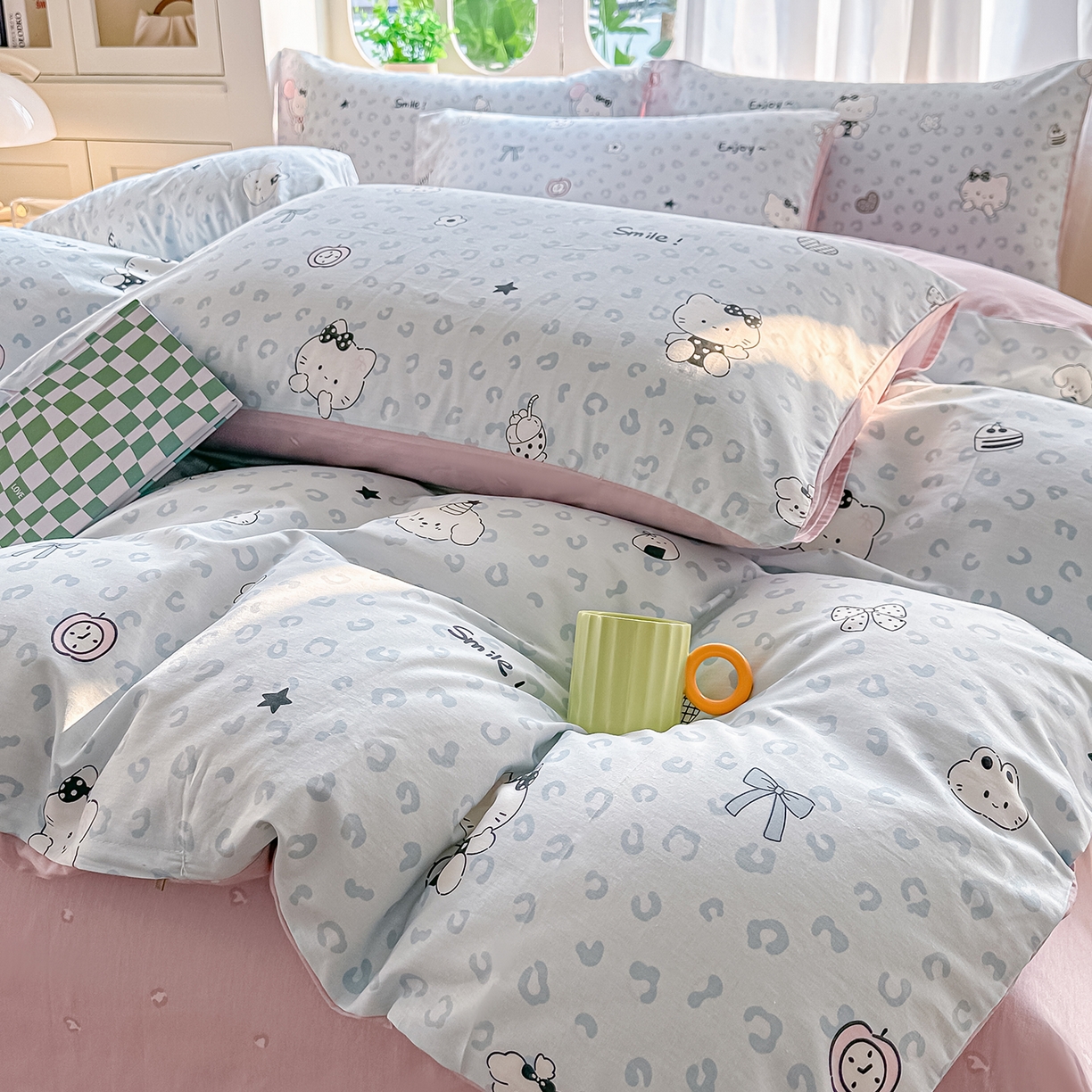 91家纺网 家纺一手货源 找家纺 颜选 2026新款全棉印花单被套 豹纹猫咪