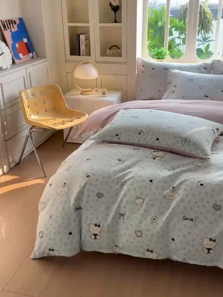 91家纺网 家纺一手货源 找家纺 颜选 2026新款全棉印花单被套 豹纹猫咪