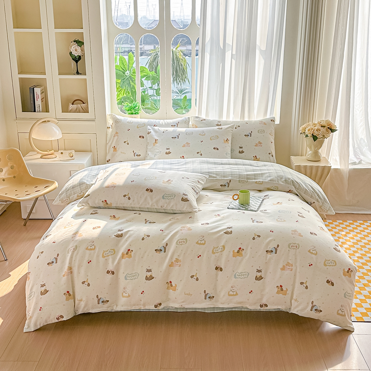 91家纺网 家纺一手货源 找家纺 颜选 2026新款全棉印花单被套 春日萌宠