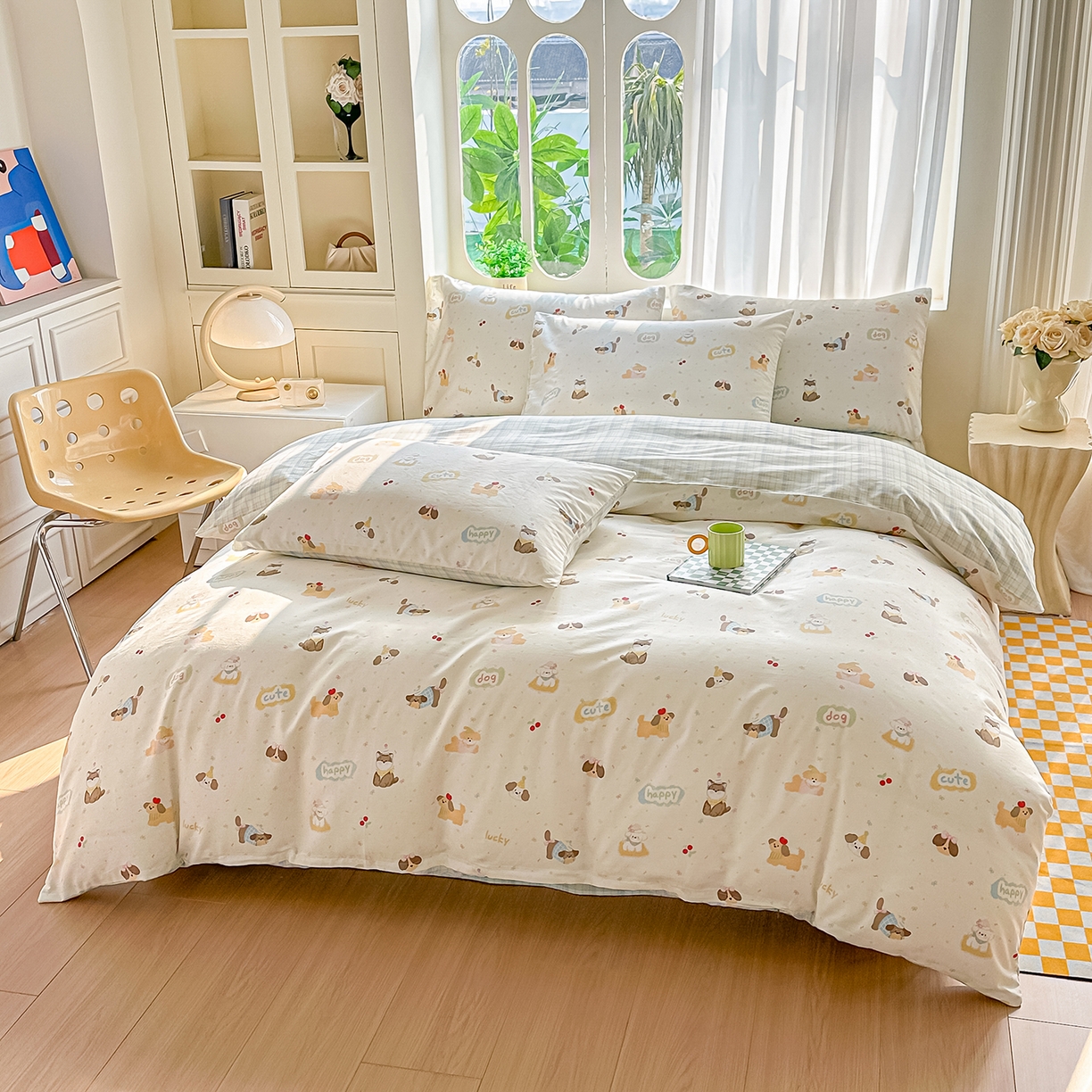 91家纺网 家纺一手货源 找家纺 颜选 2026新款全棉印花单被套 春日萌宠