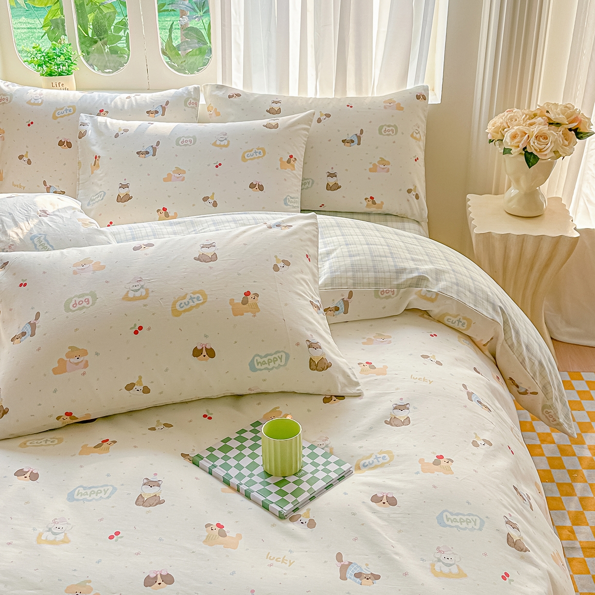 91家纺网 家纺一手货源 找家纺 颜选 2026新款全棉印花单被套 春日萌宠