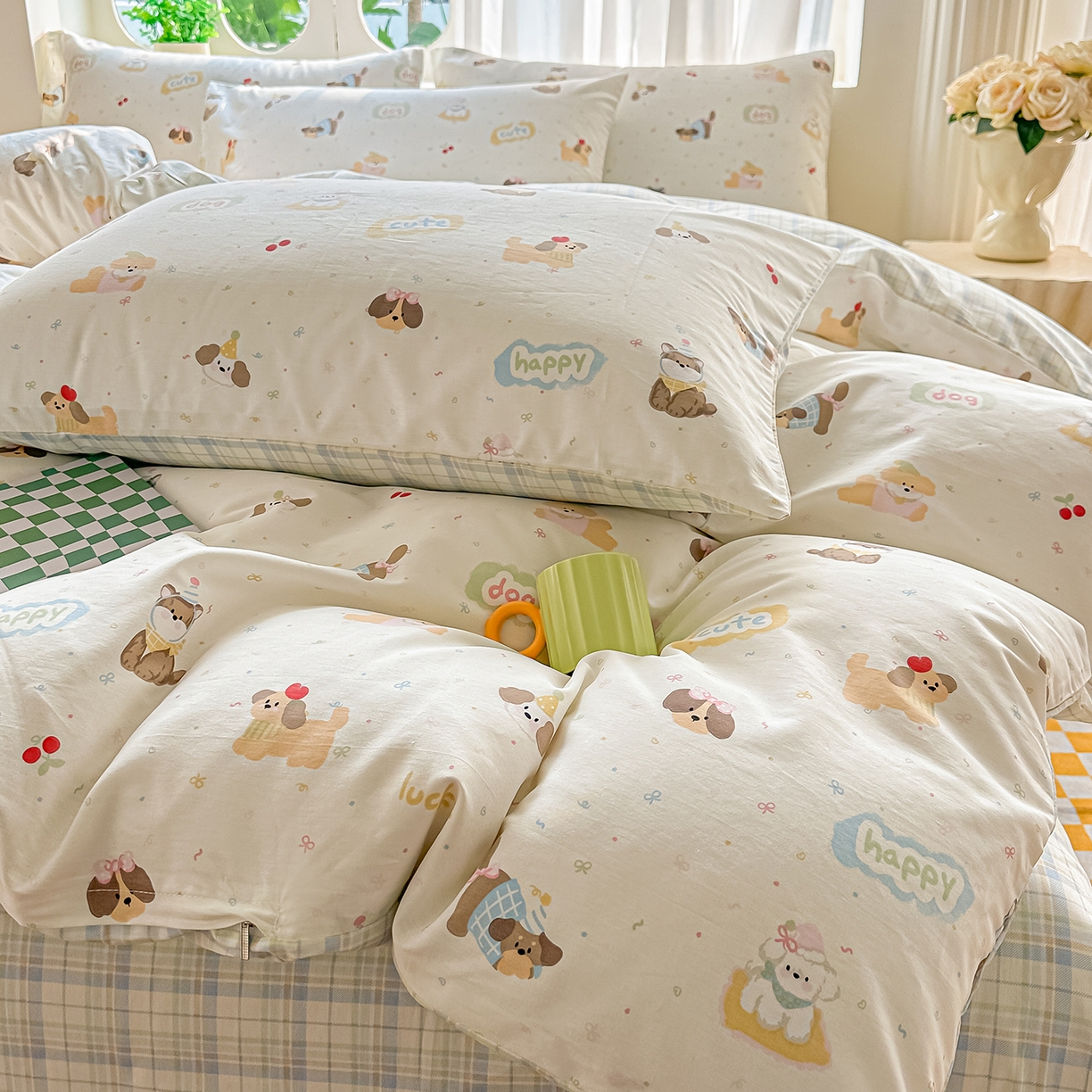 91家纺网 家纺一手货源 找家纺 颜选 2026新款全棉印花单被套 春日萌宠