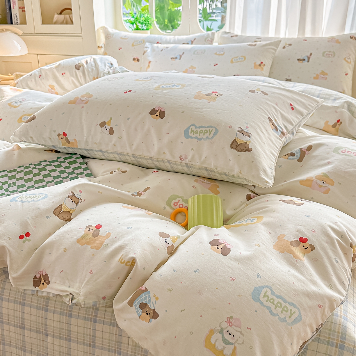 91家纺网 家纺一手货源 找家纺 颜选 2026新款全棉印花单被套 春日萌宠