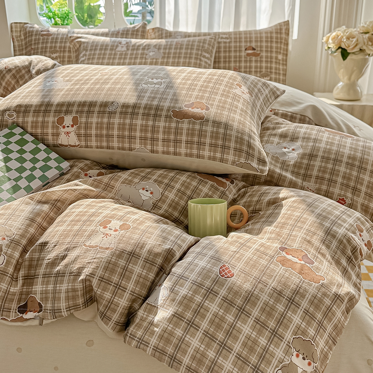 91家纺网 家纺一手货源 找家纺 颜选 2026新款全棉印花单被套 哈哈狗