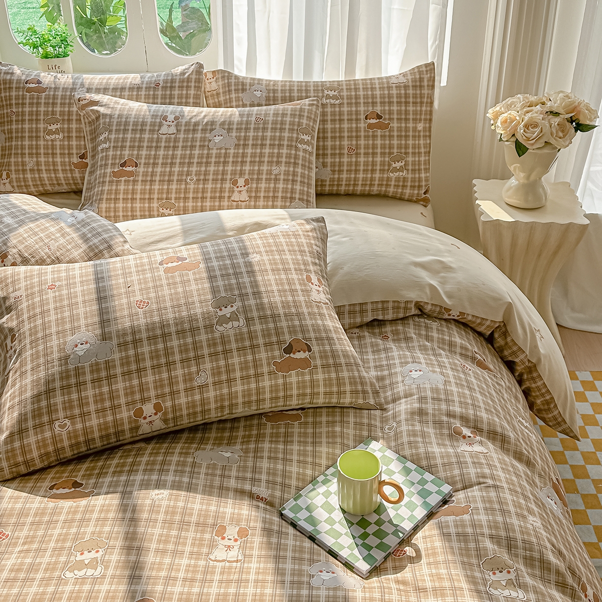 91家纺网 家纺一手货源 找家纺 颜选 2026新款全棉印花单被套 哈哈狗