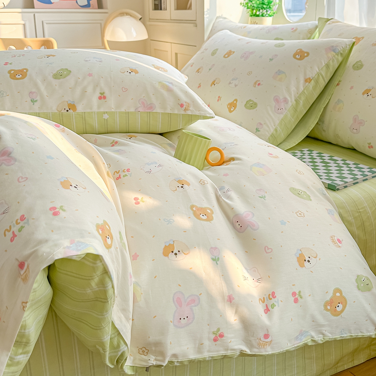 颜选 2026新款全棉印花单被套 假日小狗