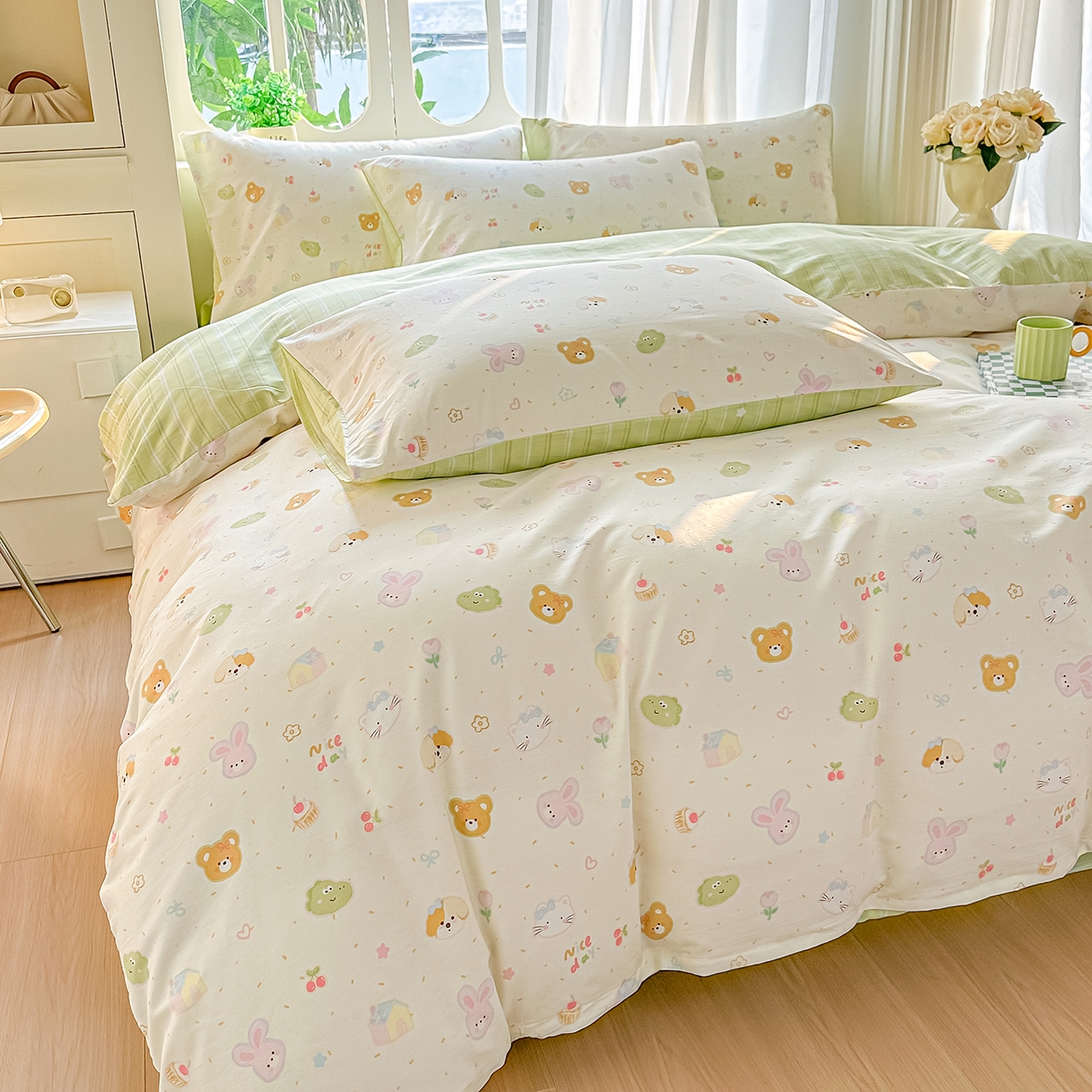 91家纺网 家纺一手货源 找家纺 颜选 2026新款全棉印花单被套 假日小狗