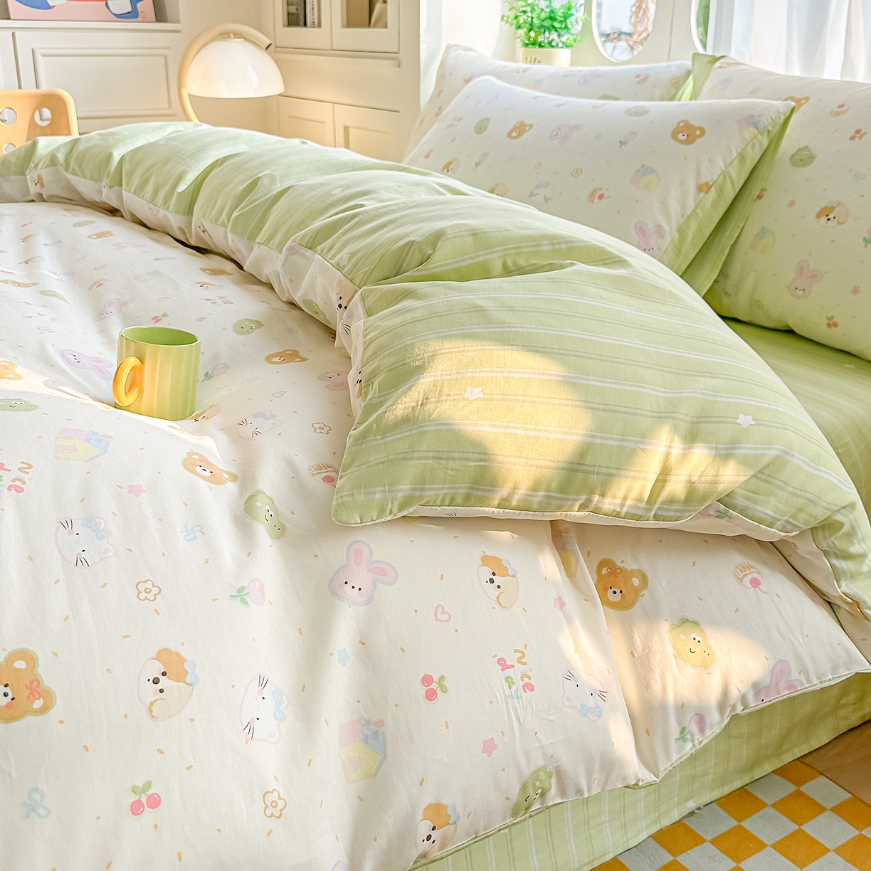 91家纺网 家纺一手货源 找家纺 颜选 2026新款全棉印花单被套 假日小狗