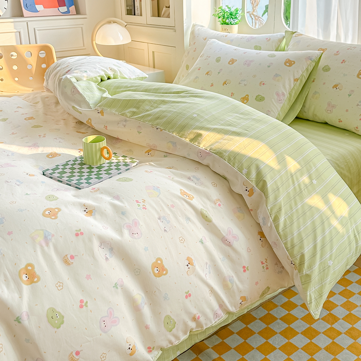 91家纺网 家纺一手货源 找家纺 颜选 2026新款全棉印花单被套 假日小狗