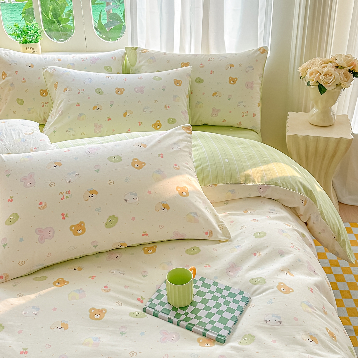 91家纺网 家纺一手货源 找家纺 颜选 2026新款全棉印花单被套 假日小狗