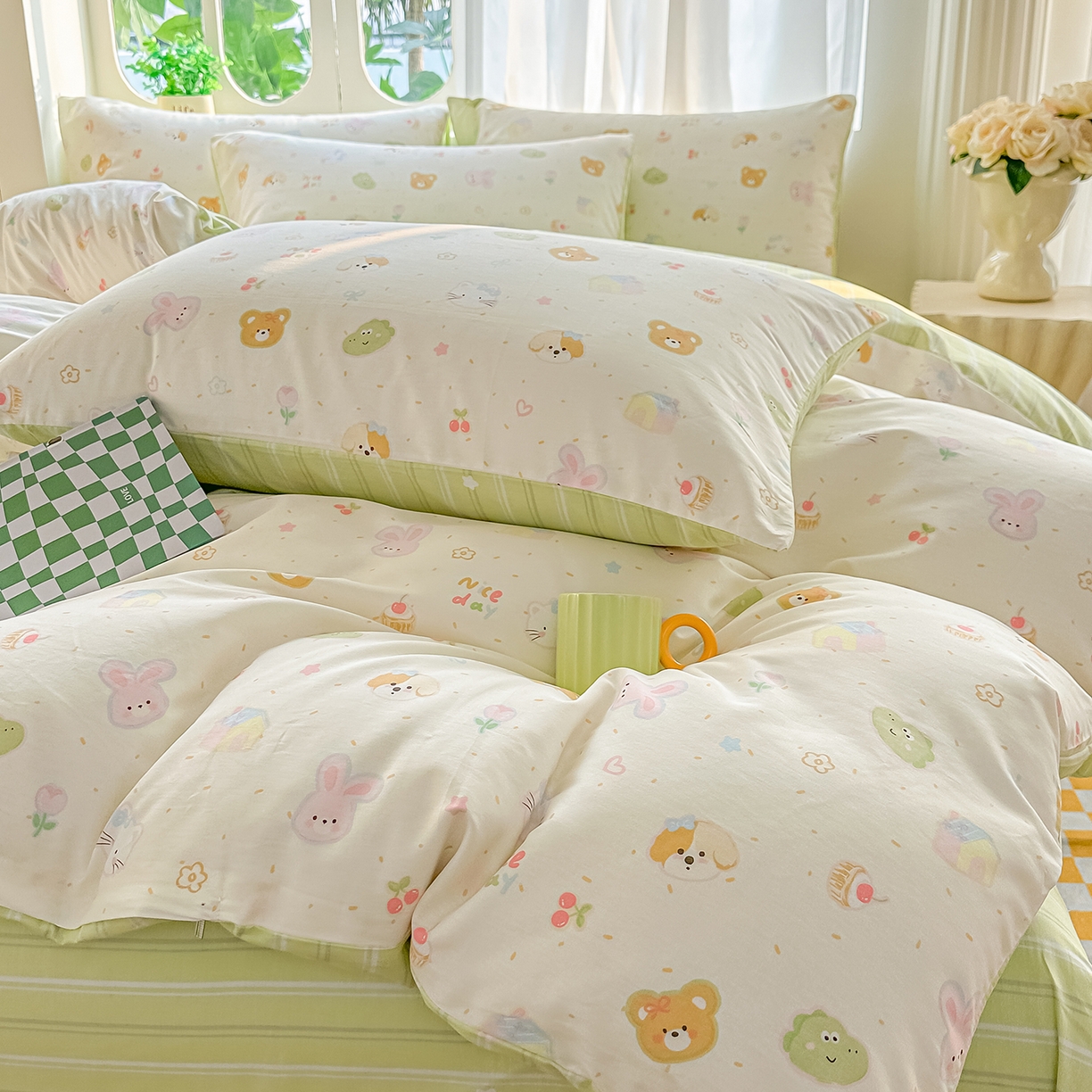 91家纺网 家纺一手货源 找家纺 颜选 2026新款全棉印花单被套 假日小狗