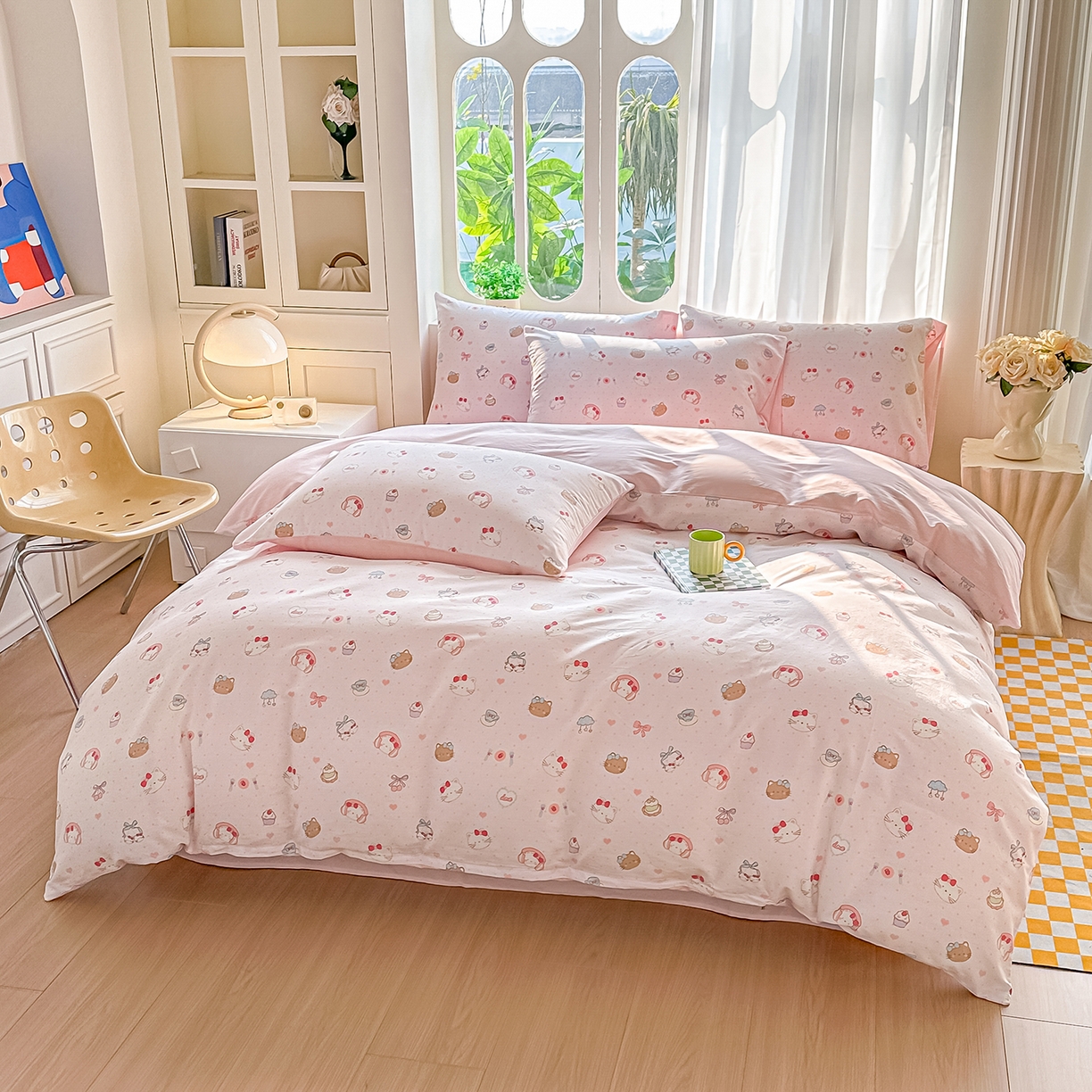 91家纺网 家纺一手货源 找家纺 颜选 2026新款全棉印花单被套 猫猫乐园